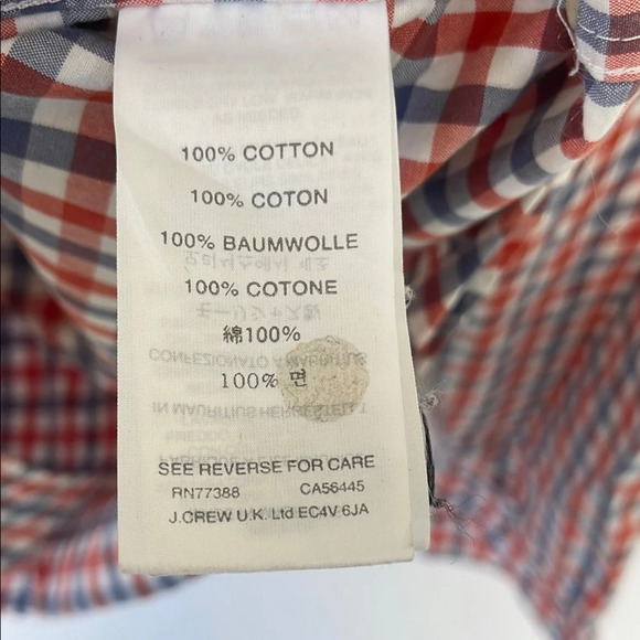 J. Crew Red and Blue Gingham Casual Button Down Shirt Medium 2 Ply 100% Cotton - Picture 4 of 15